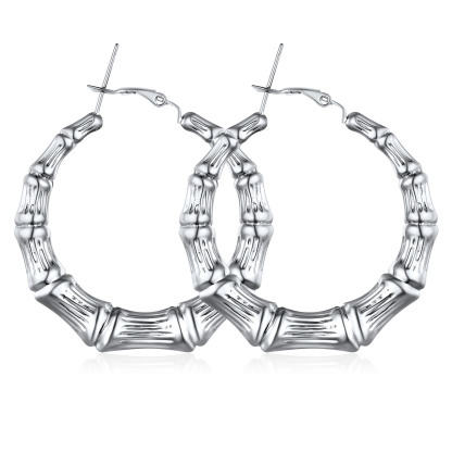 Bamboo Stainless Steel Hoop Earrings for Women