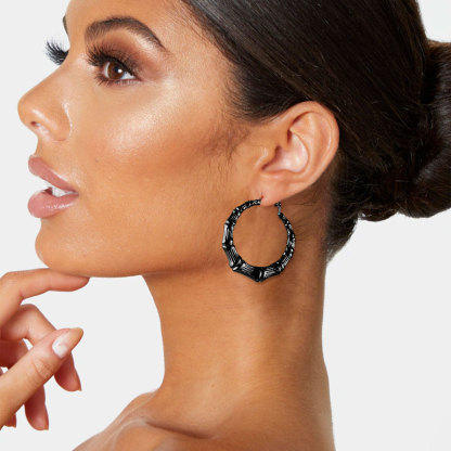 Bamboo Hoop Earrings for Women model