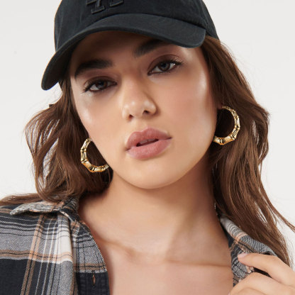 Bamboo Stainless Steel  Hoop Earrings for Women model