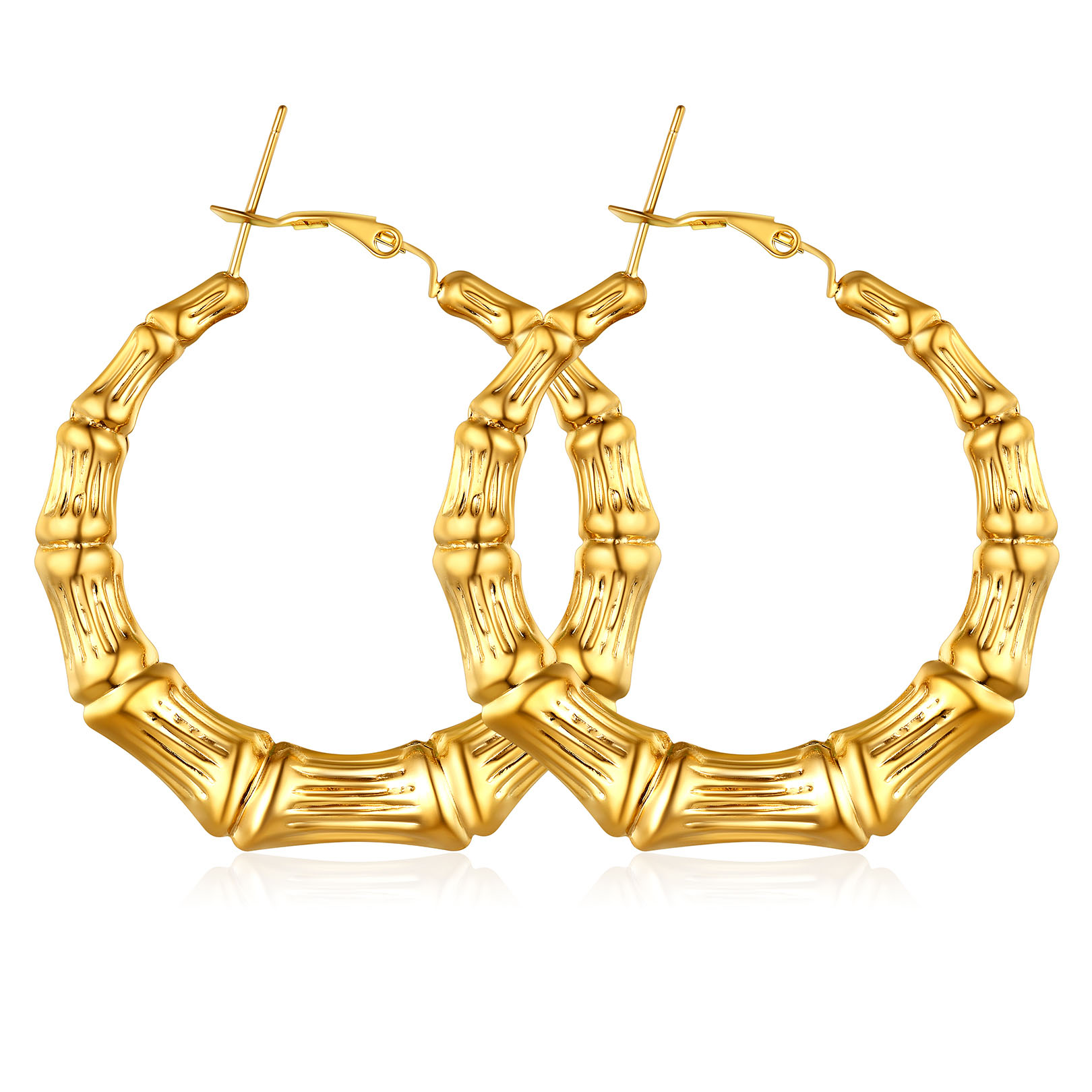 Bamboo Stainless Steel  Hoop Earrings for Women 
