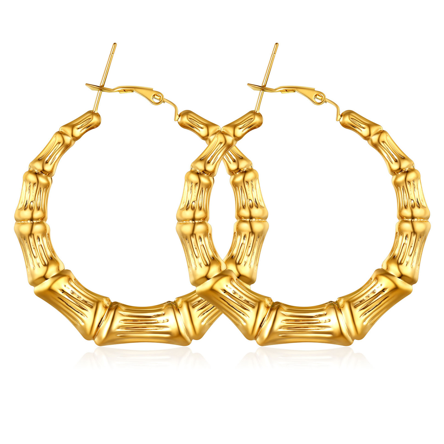 Bamboo Stainless Steel  Hoop Earrings for Women 