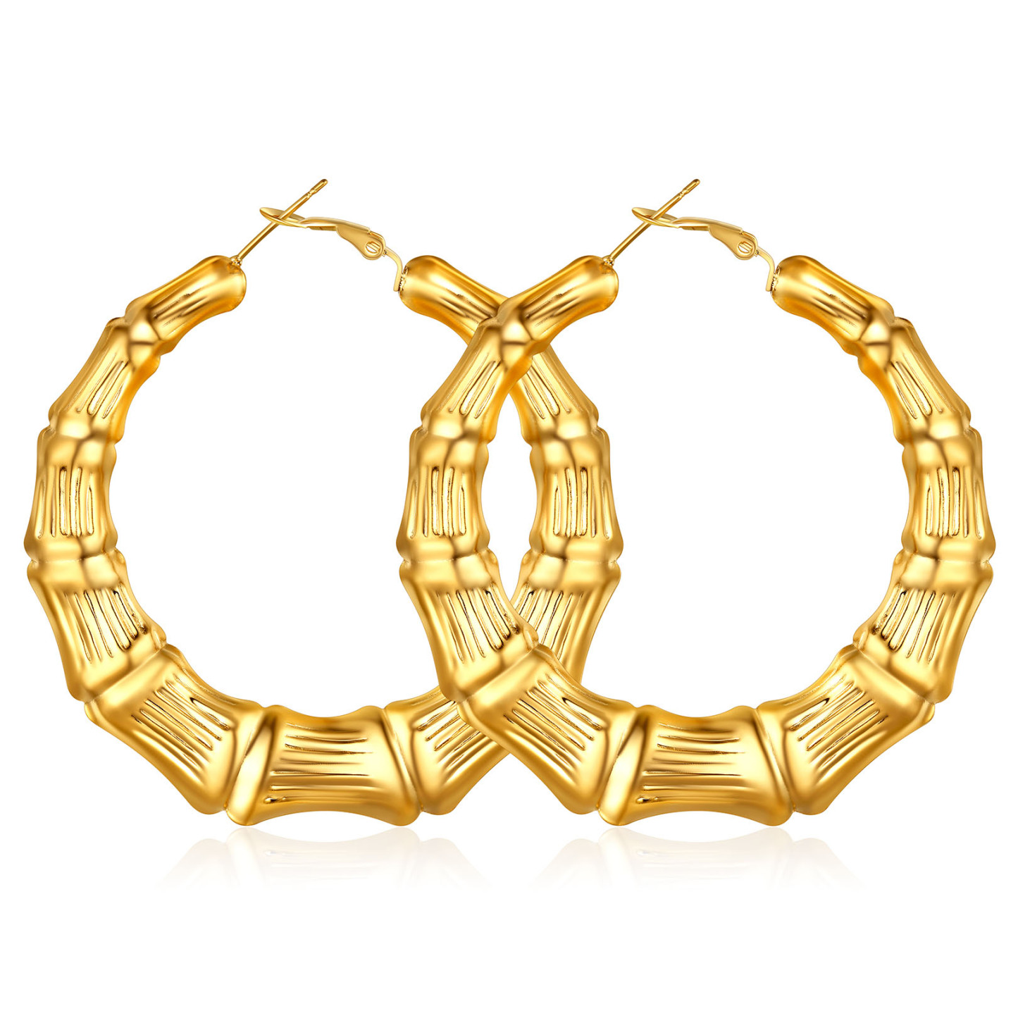 Bamboo Stainless Steel  Hoop Earrings for Women 