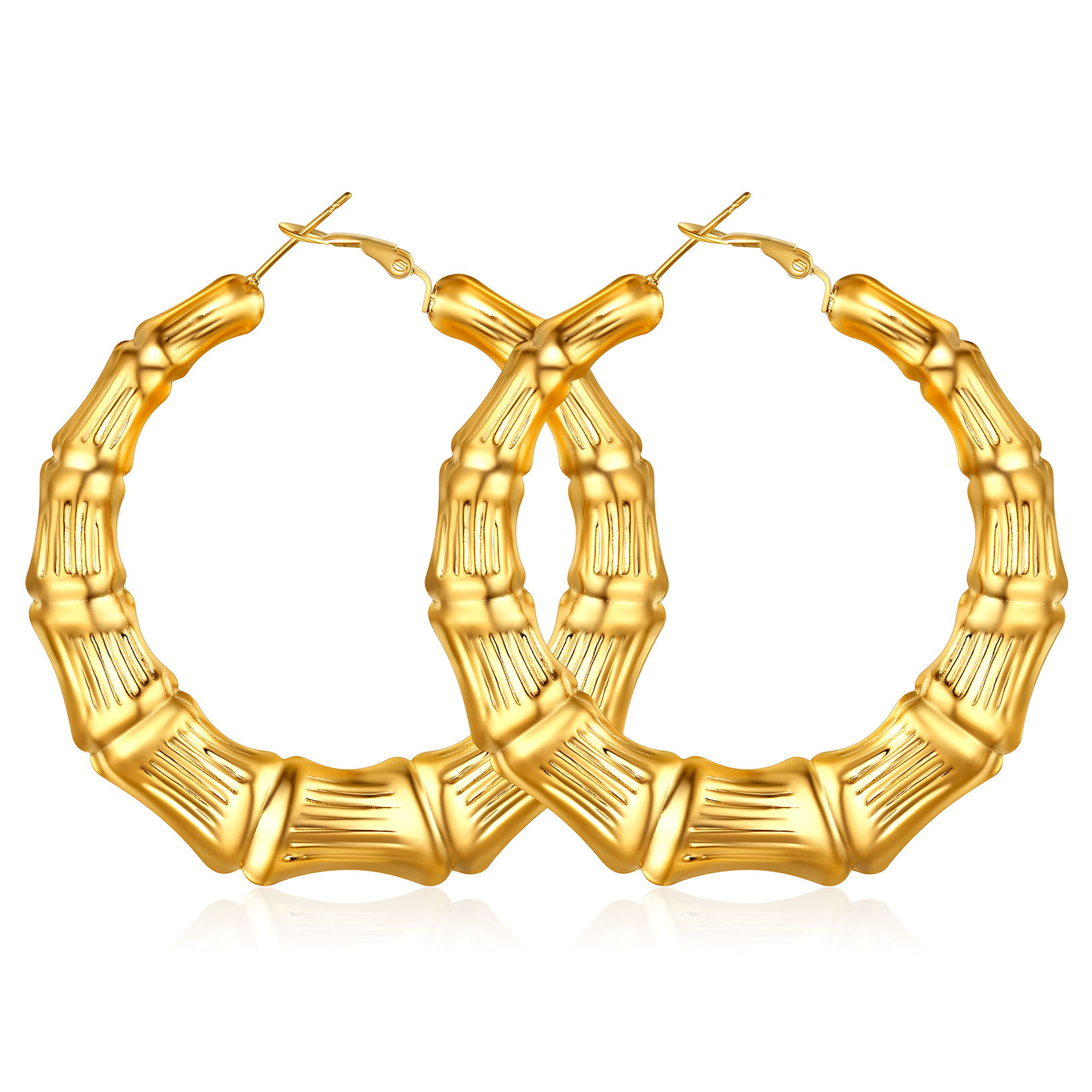Bamboo Stainless Steel  Hoop Earrings for Women 