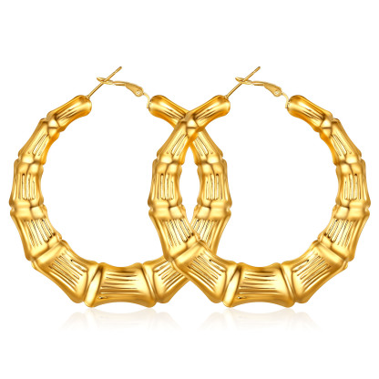 Bamboo Stainless Steel  Hoop Earrings for Women 