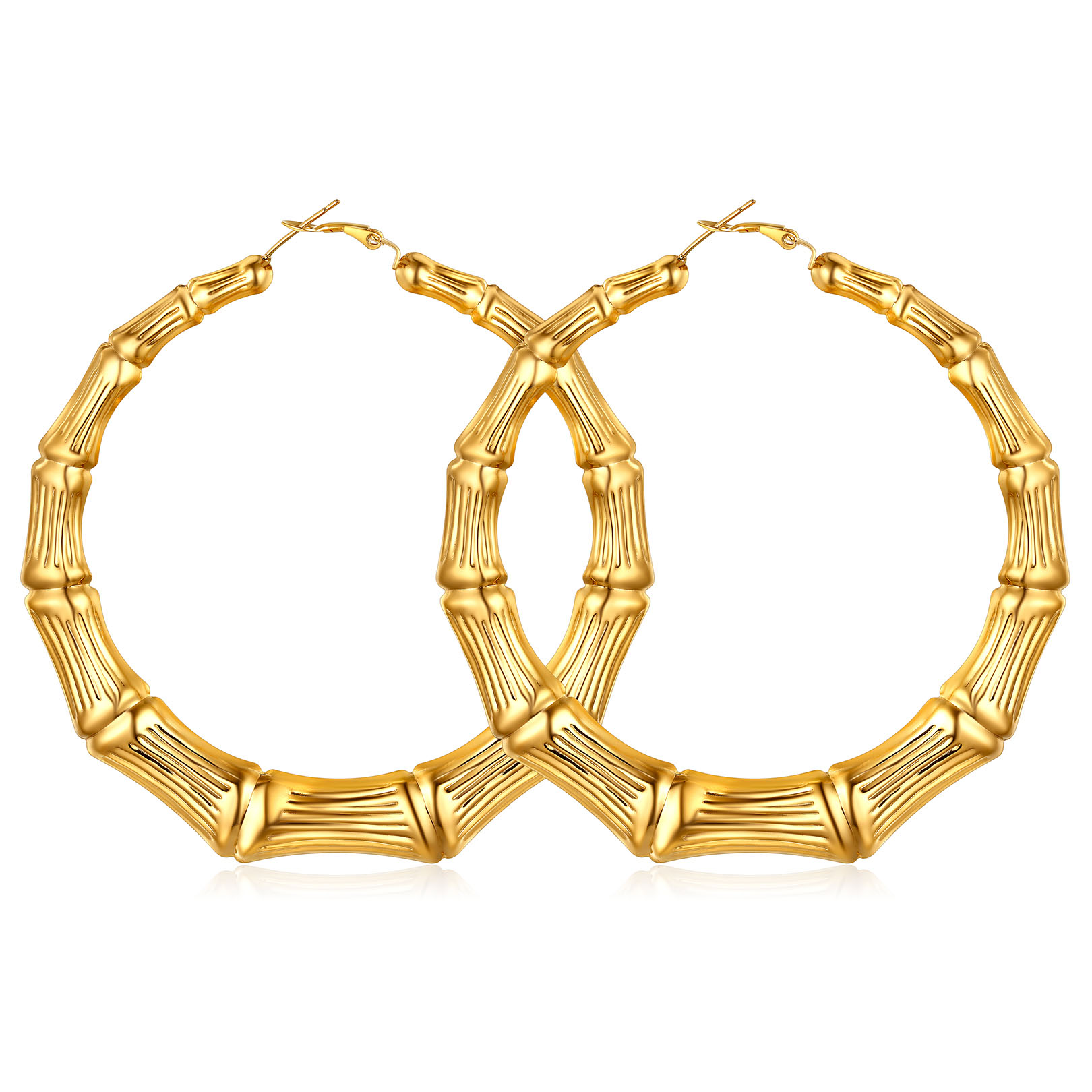 Bamboo Stainless Steel  Hoop Earrings for Women 