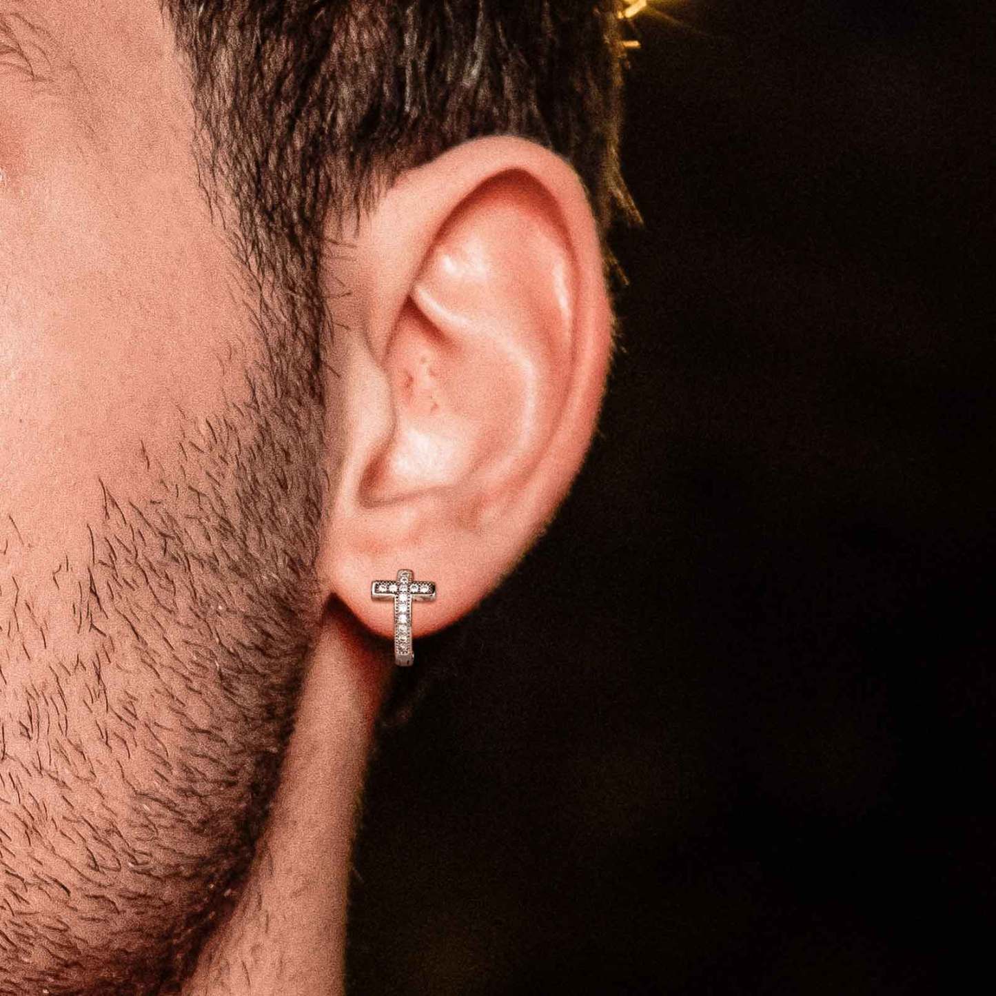 Flash Sale CZ Cross Huggie Hoop Earrings for Women