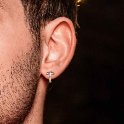 Flash Sale CZ Cross Huggie Hoop Earrings for Women