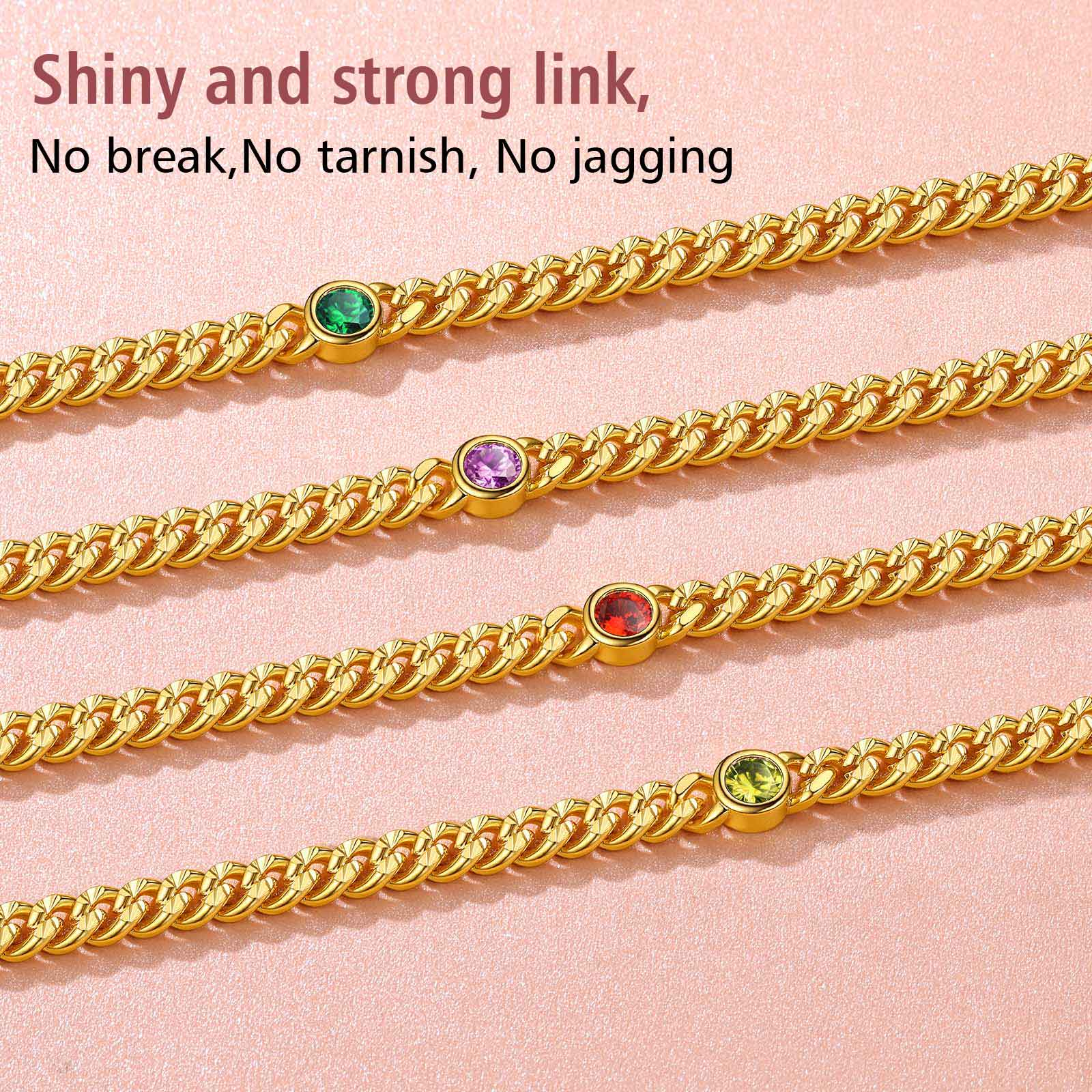 Birthstone Anklet Adjustable with Round Natural Stone for Women copper