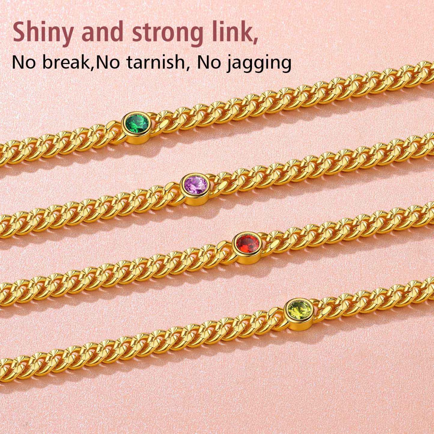 Birthstone Anklet Adjustable with Round Natural Stone for Women copper