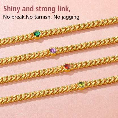 Birthstone Anklet Adjustable with Round Natural Stone for Women copper