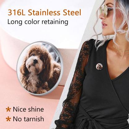 Custom Wedding Charms Photo Brooch Memorial Pins for Women Men stainless steel