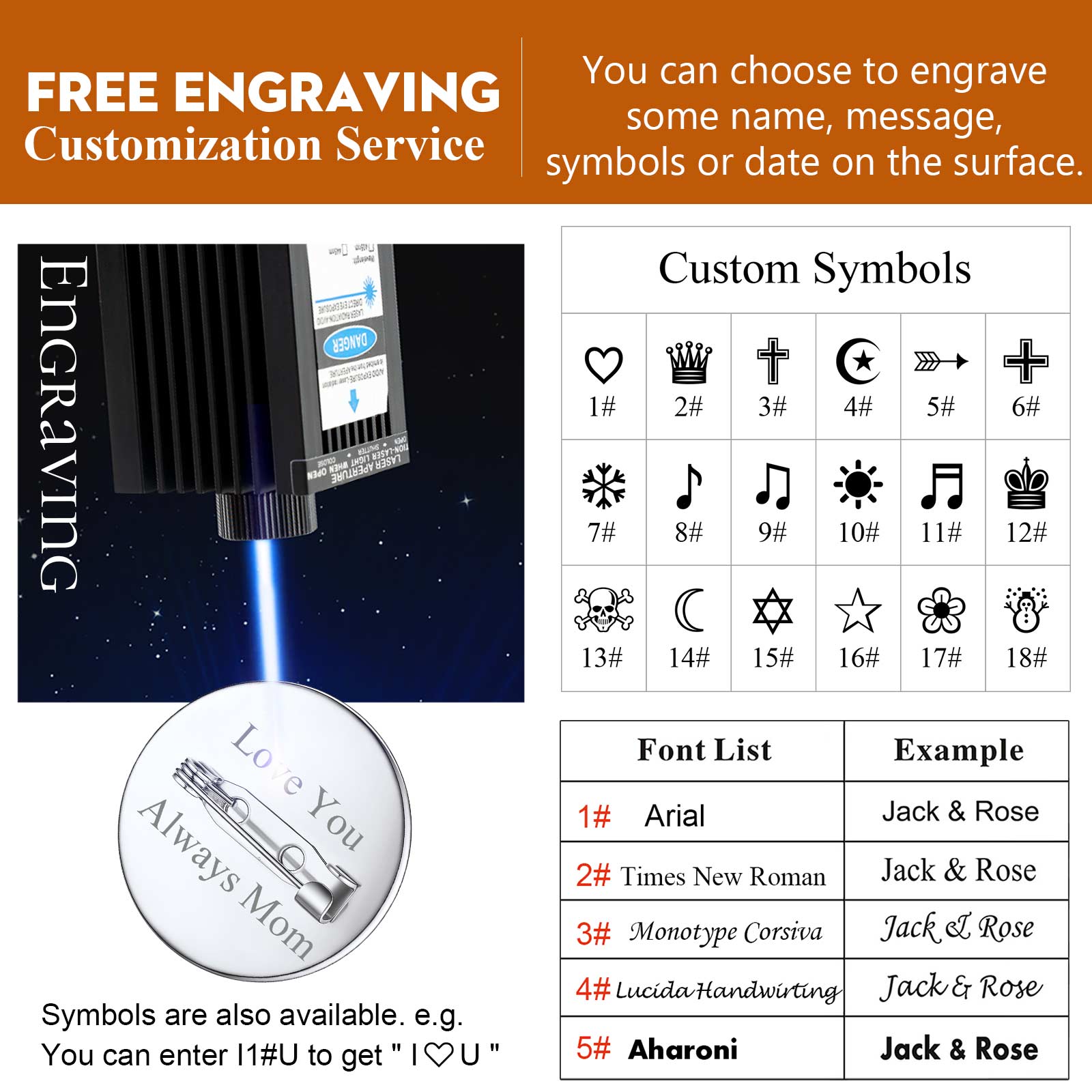 Custom Wedding Charms Photo Brooch Memorial Pins for Women Men  engraved