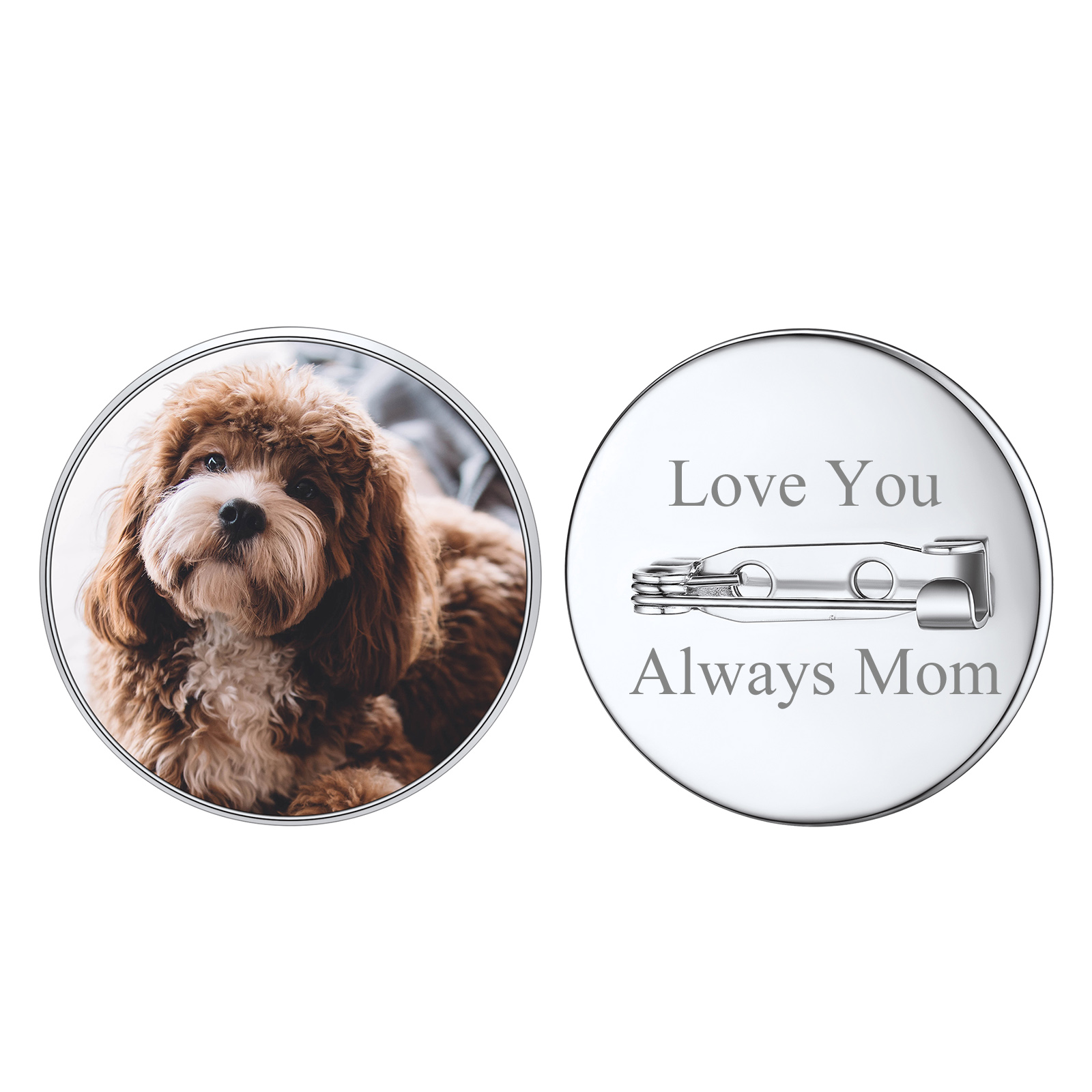 Custom Wedding Charms Photo Brooch Memorial Pins for Women Men  silver