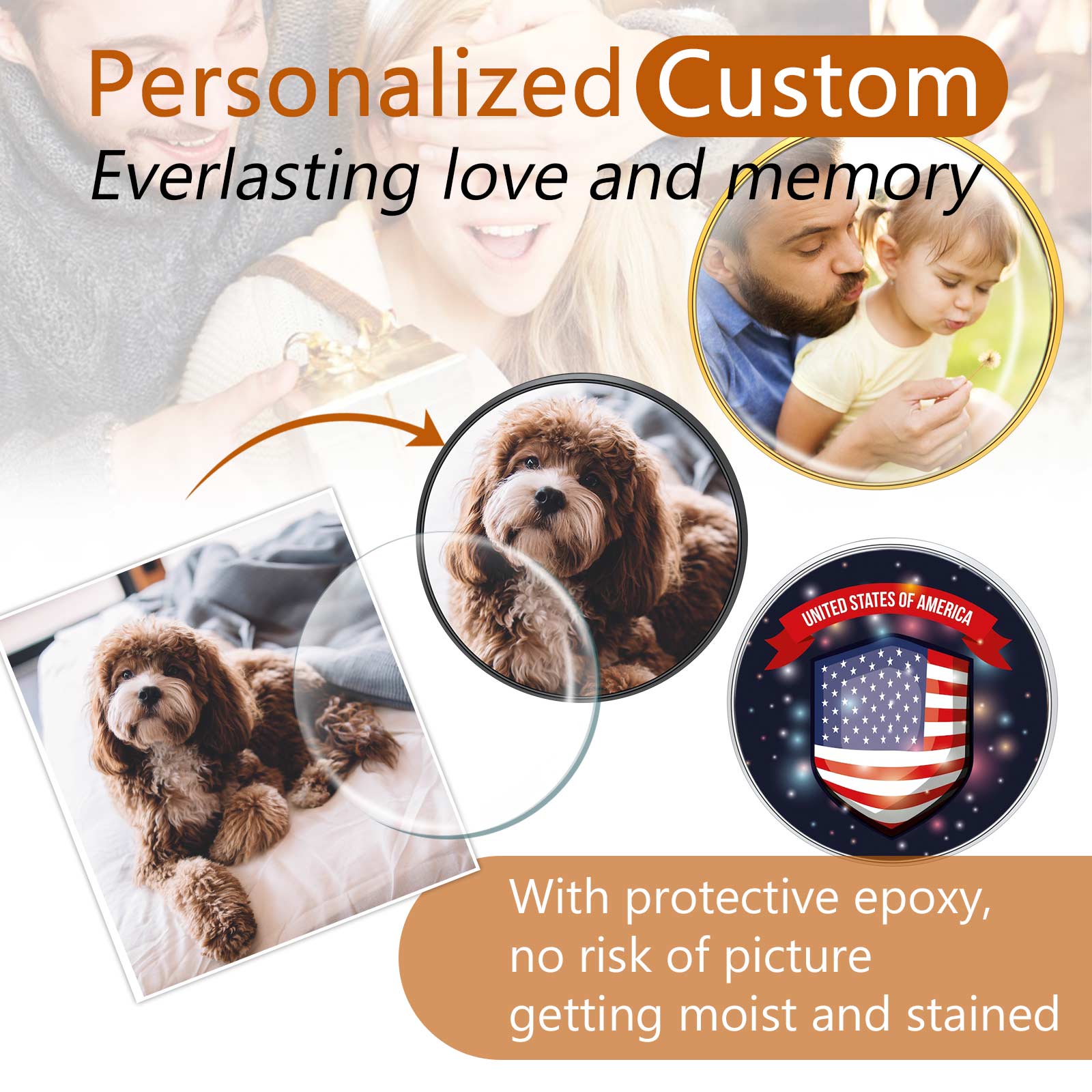 Custom Wedding Charms Photo Brooch  for Women Men 