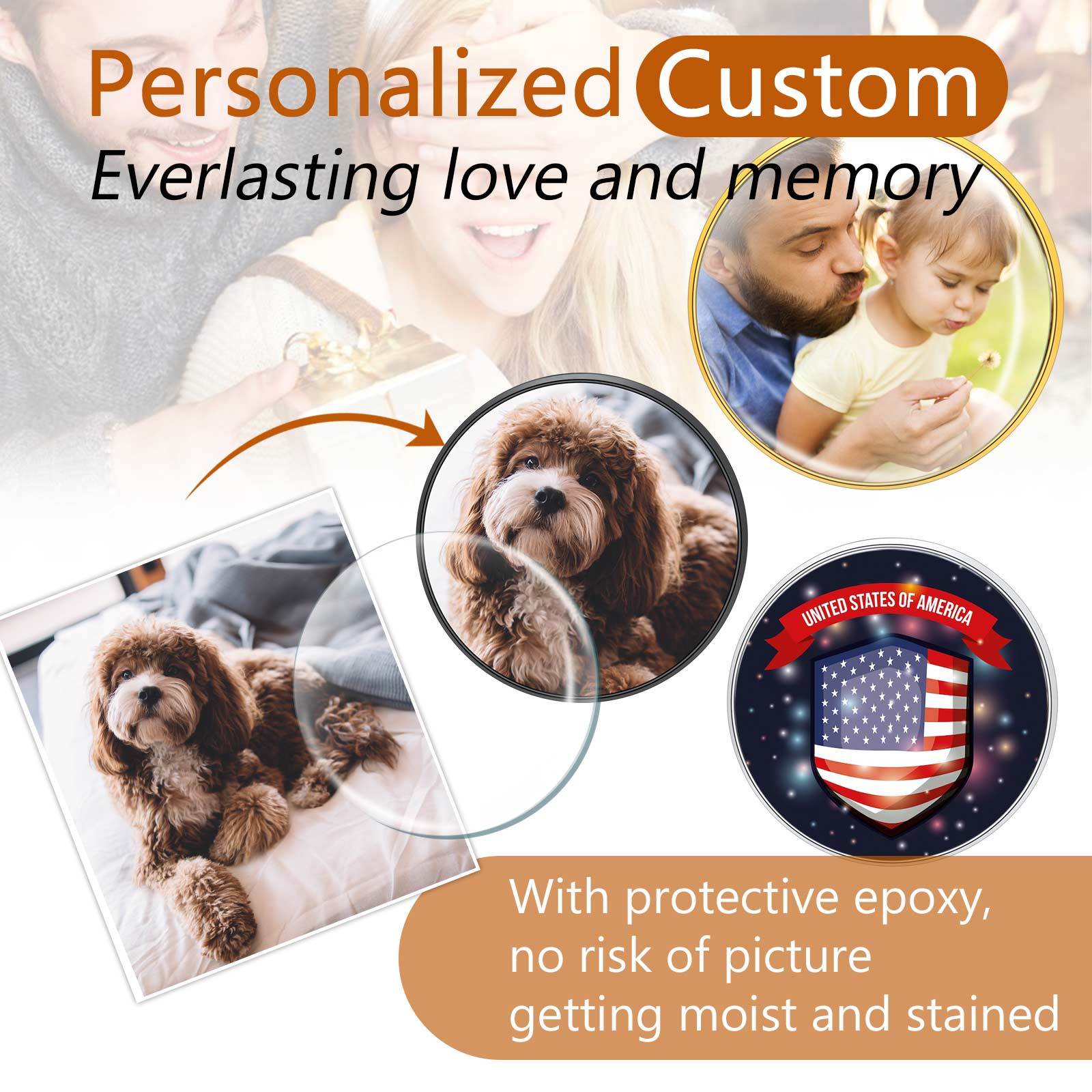 Custom Wedding Charms Photo Brooch  for Women Men 