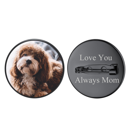 Custom Wedding Charms Photo Brooch Memorial Pins for Women Men  black