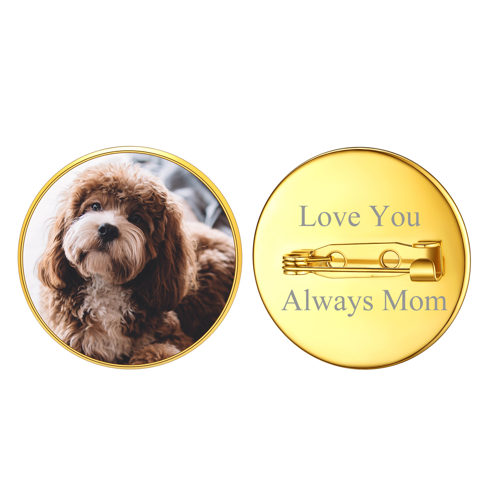 Custom Wedding Charms Photo Brooch Memorial Pins for Women Men gold