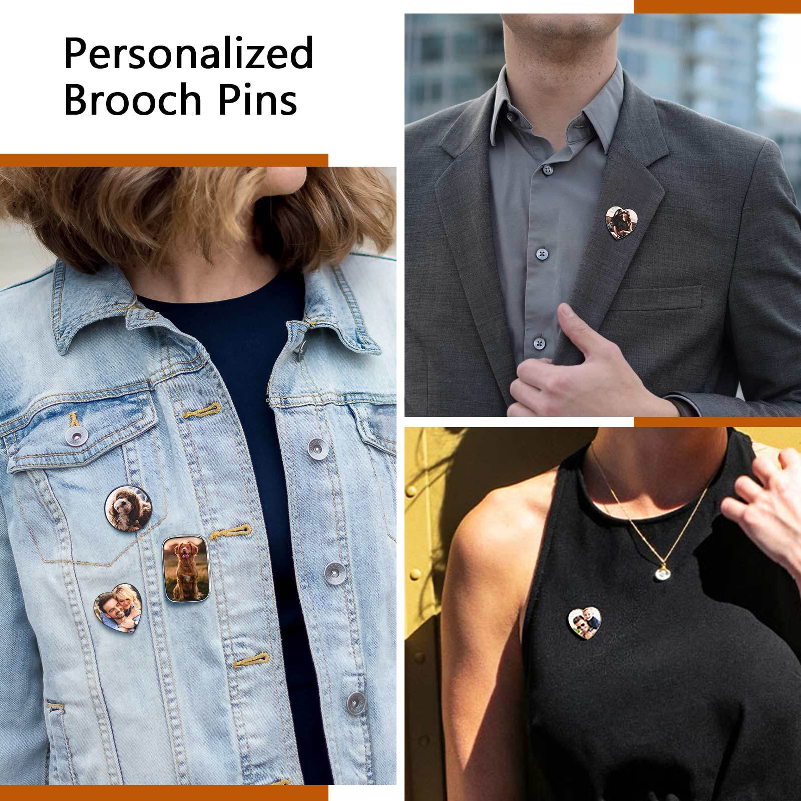 Custom Photo Brooches Wedding Charms Memorial Pins for Women 