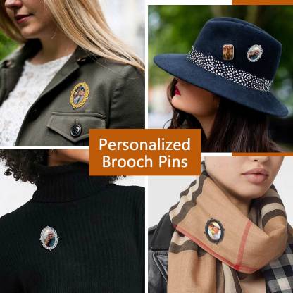 Custom Wedding Bouquet Photo Charms Brooch Pins for Women MODEL SHOW