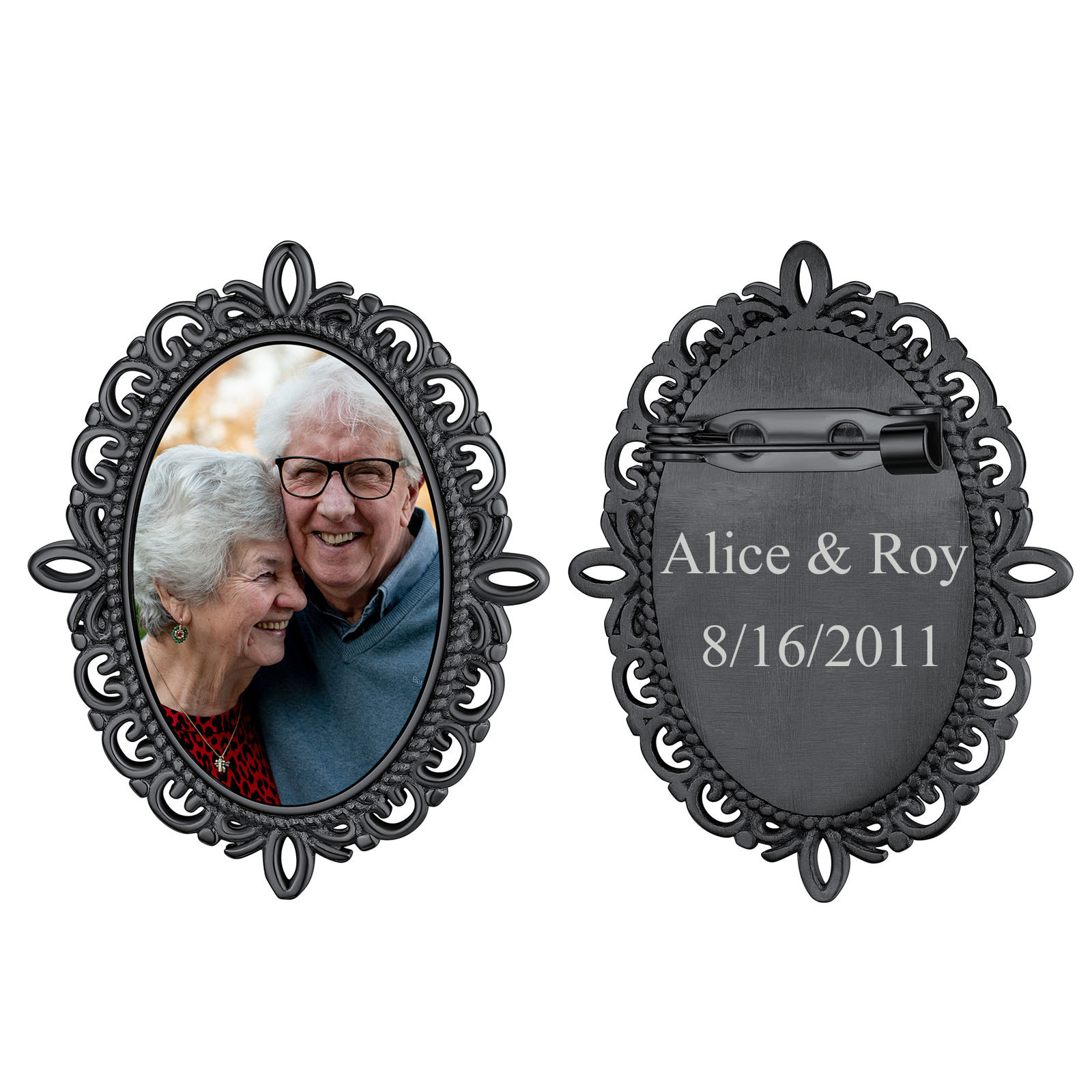 Photo Charms Brooch Pins for Women  black