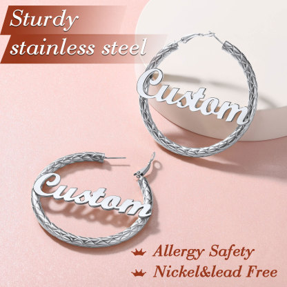 Personalized Hoop Earrings with Name Inside Gift for Women  stainless steel