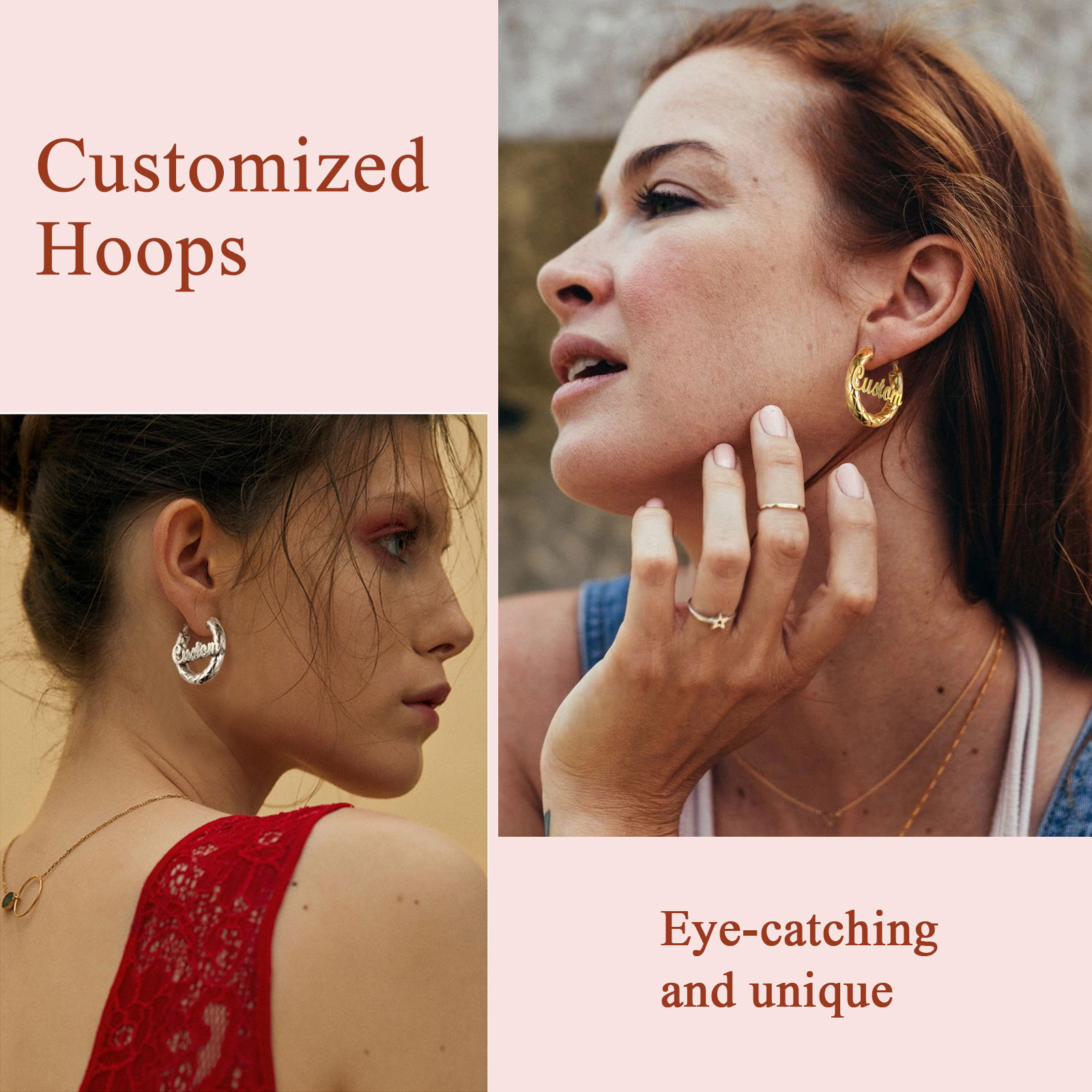 Personalized Earrings with Name Inside Gift for Women 30/40/60/80mm