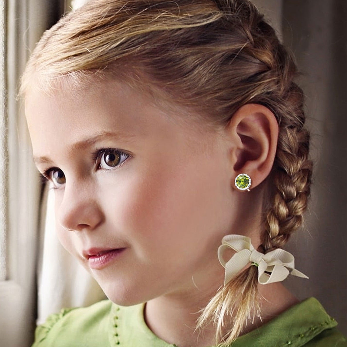 Birthstone Halo S Clip-on Earrings for girl