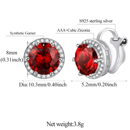 Birthstone Halo Sterling Silver Clip-on Earrings detail