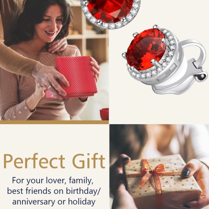 Birthstone Halo Sterling Silver Clip-on Earrings gift