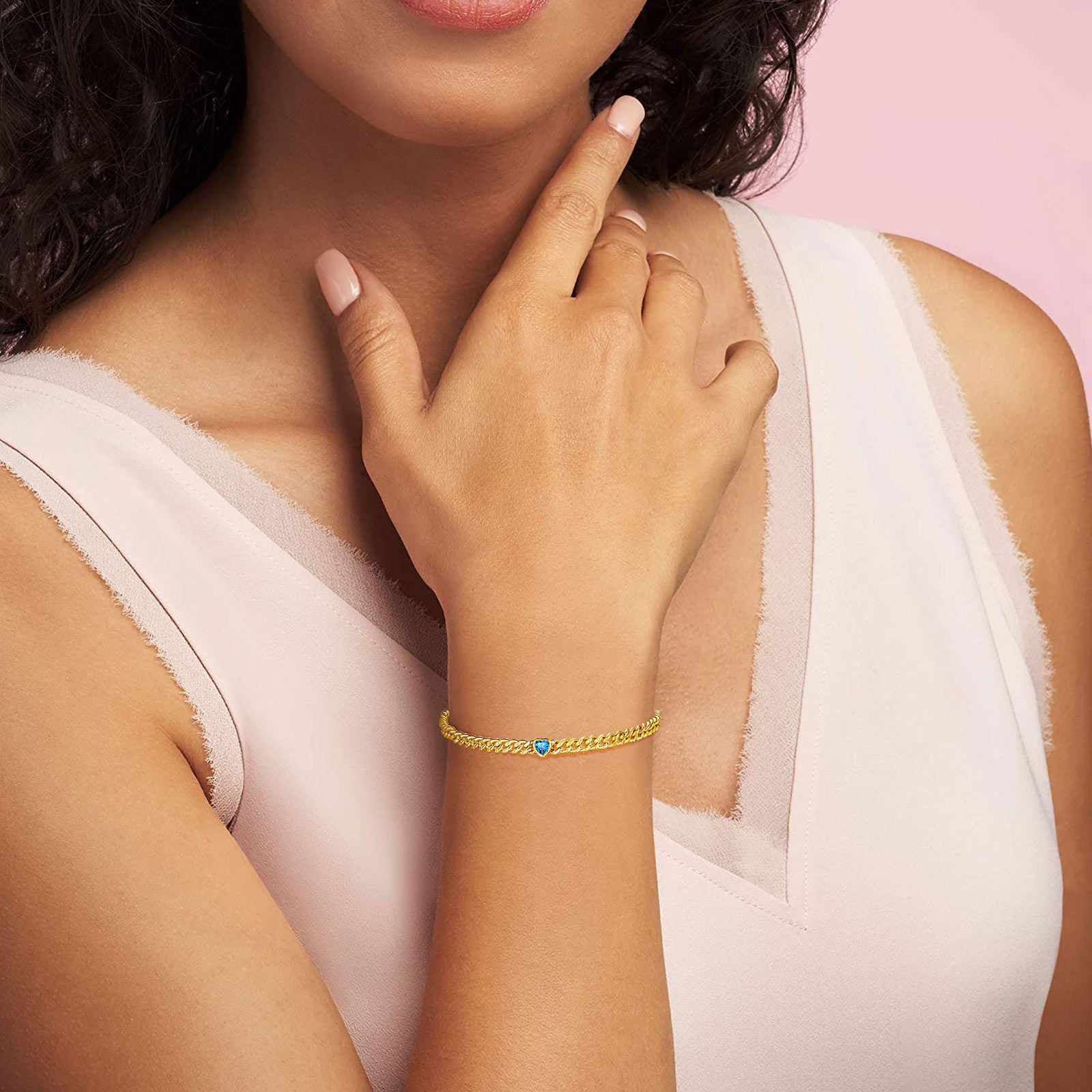 Flash Sale Cuban Link Birthstone Bracelet for Women