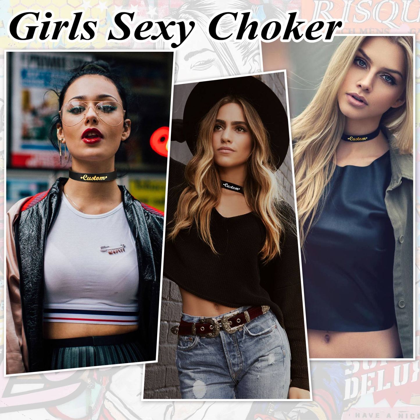 Personalized Leather Choker Necklace for Women