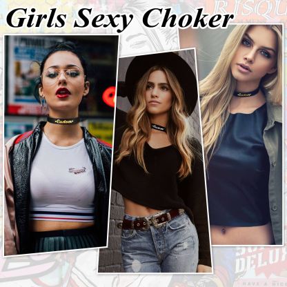 Personalized Leather Choker Necklace for Women