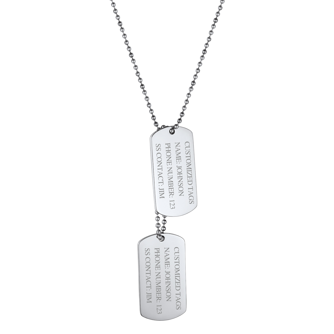 Personalized Dog Tags Stainless Steel Pendant Necklace for Men Custom 