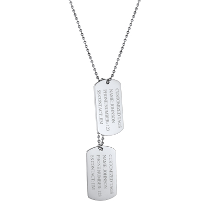 Personalized Dog Tags Stainless Steel Pendant Necklace for Men Custom 