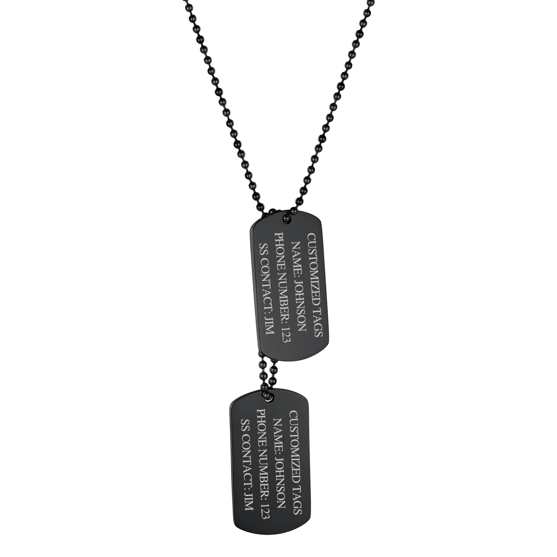 Personalized Dog Tags Stainless Steel Engraved ID Pendant Necklace for Men