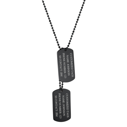 Personalized Dog Tags Stainless Steel Engraved ID Pendant Necklace for Men