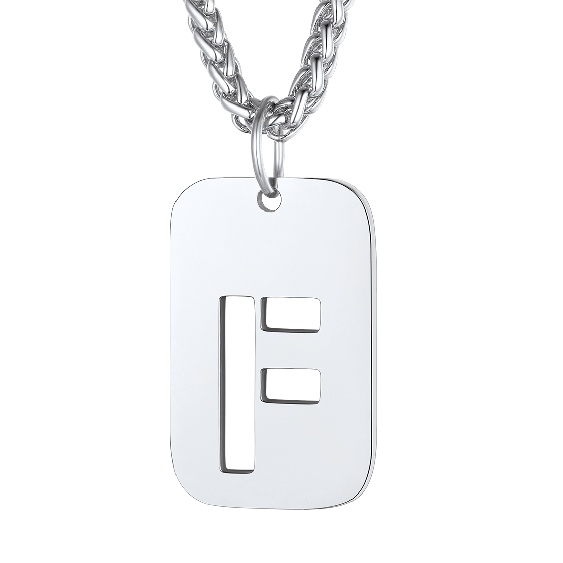 Customizable Military Dog Tag Initial Necklace with Free Engraving F