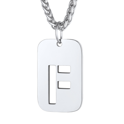 Customizable Military Dog Tag Initial Necklace with Free Engraving F