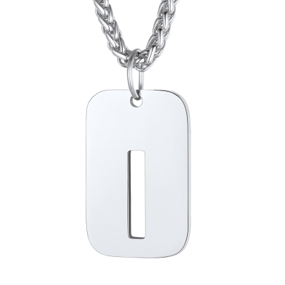 Customizable Military Dog Tag Initial Necklace with Free Engraving I