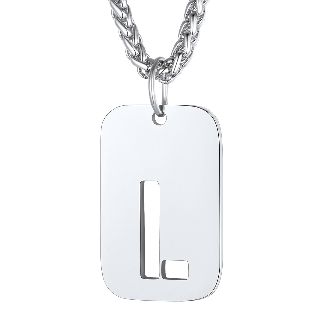 Customizable Military Dog Tag Initial Necklace with Free Engraving L