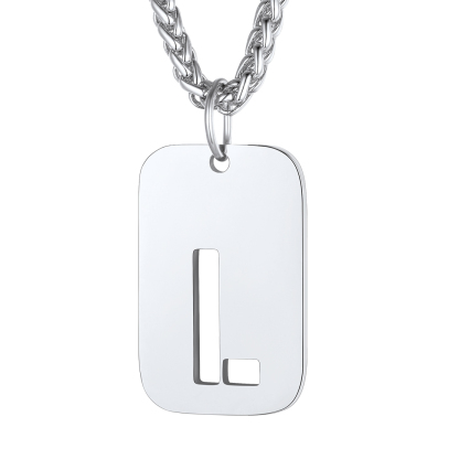 Customizable Military Dog Tag Initial Necklace with Free Engraving L