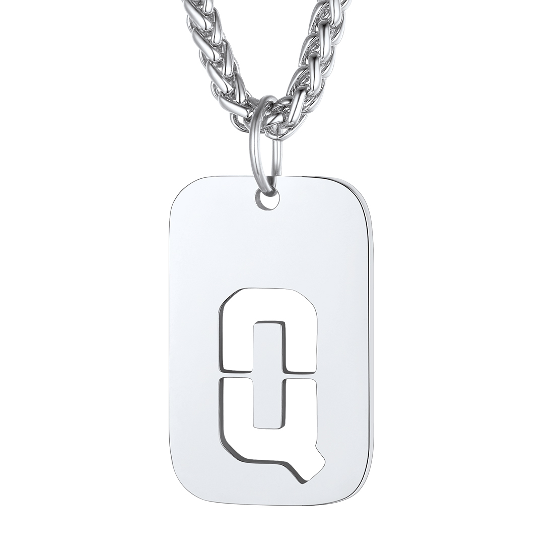 Customizable Military Dog Tag Initial Necklace with Free Engraving Q