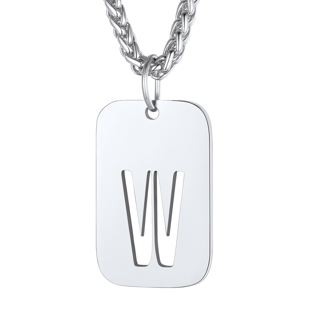 Customizable Military Dog Tag Initial Necklace with Free Engraving W