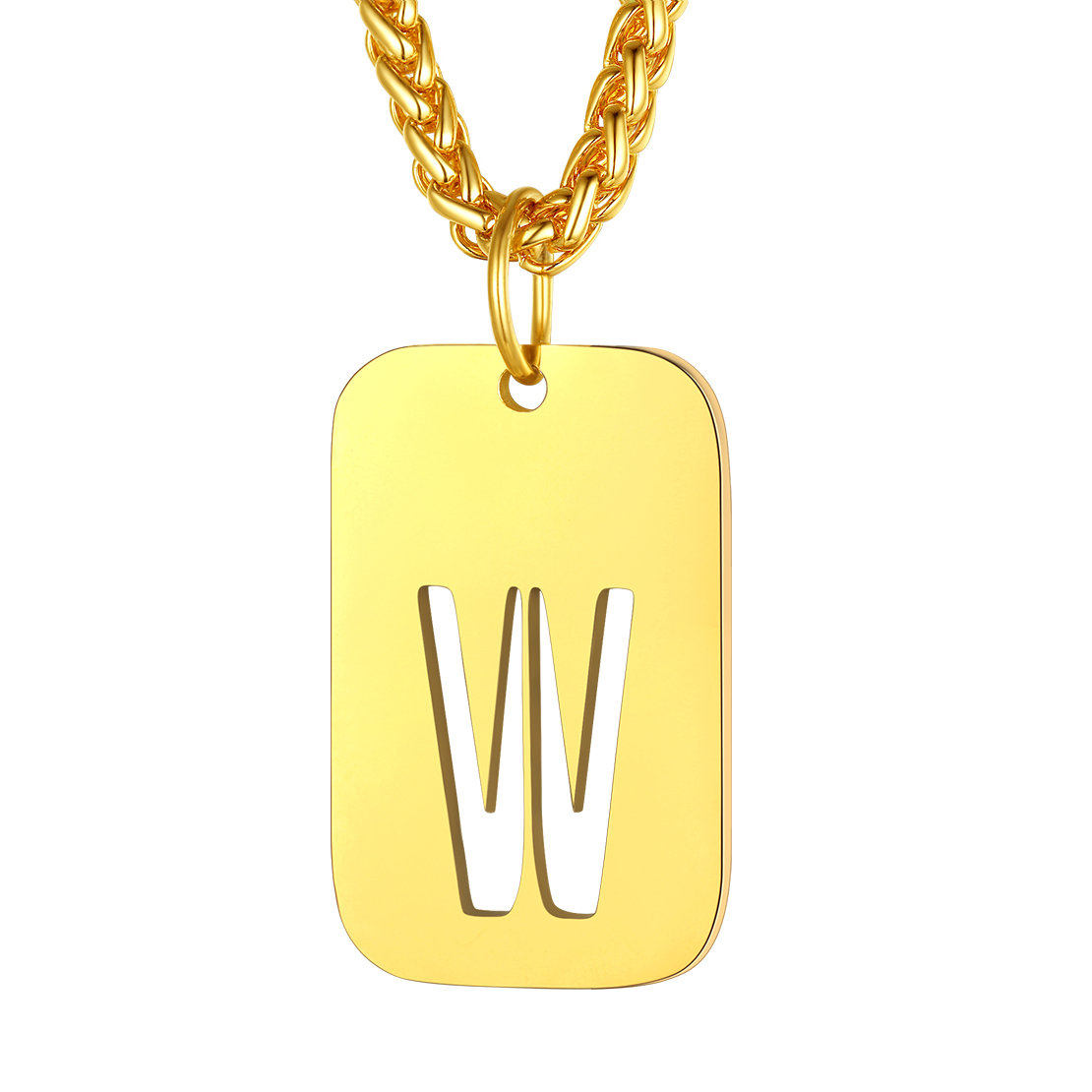 Customizable Military Dog Tag Initial Necklace with Free Engraving W Gold