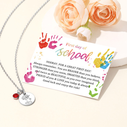 Personalized Birth Flower Birthstone Coin Necklace graduation gift