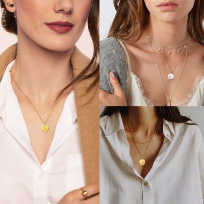 custom Birth Flower Birthstone Coin Necklace model collection