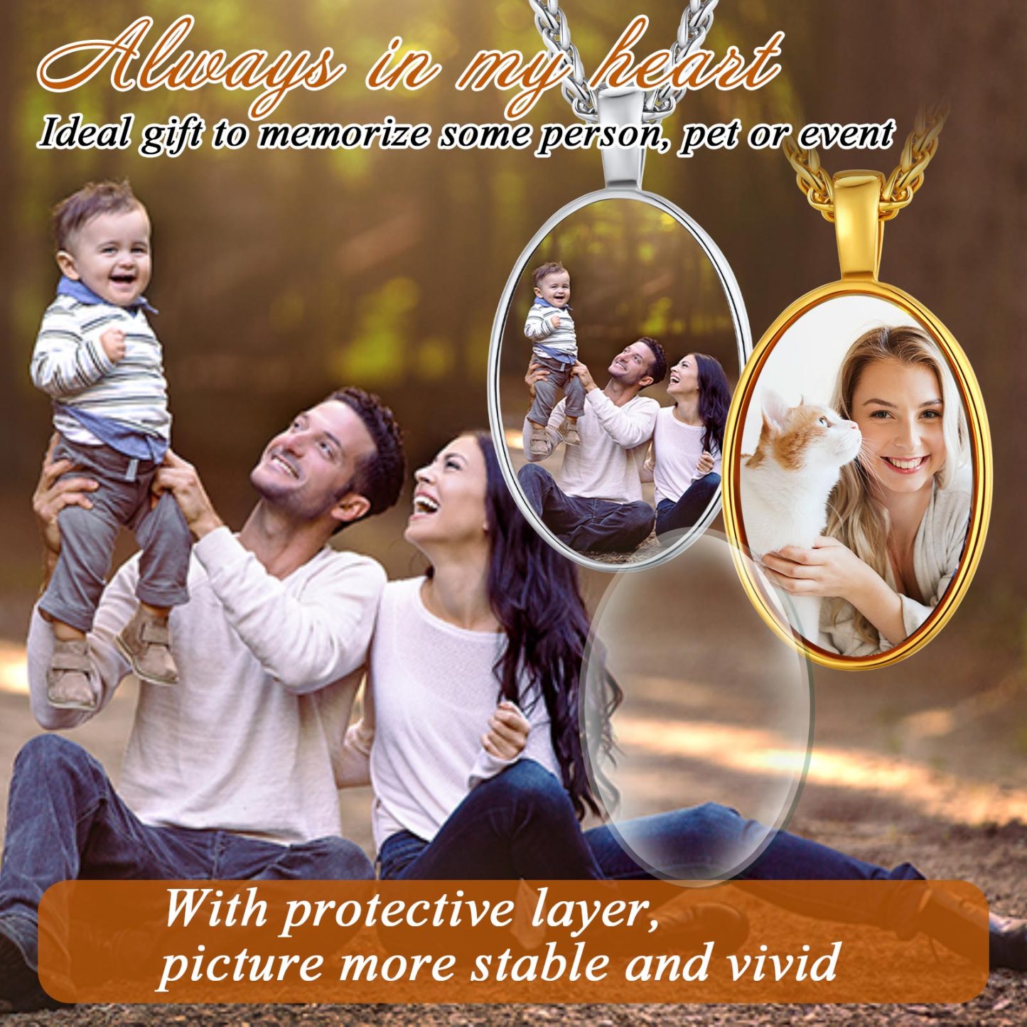 Personalized Engraved Photo Oval Pendant Necklace scene