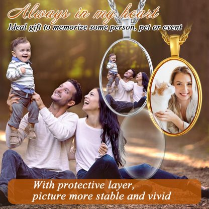 Personalized Engraved Photo Oval Pendant Necklace scene