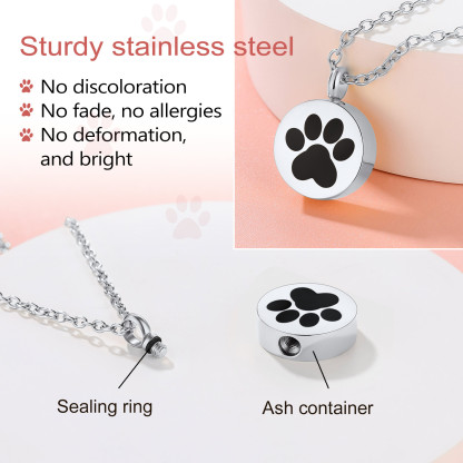 Custom Dog Paw Urn Cremation Necklace for Pet Ashes stainless steel