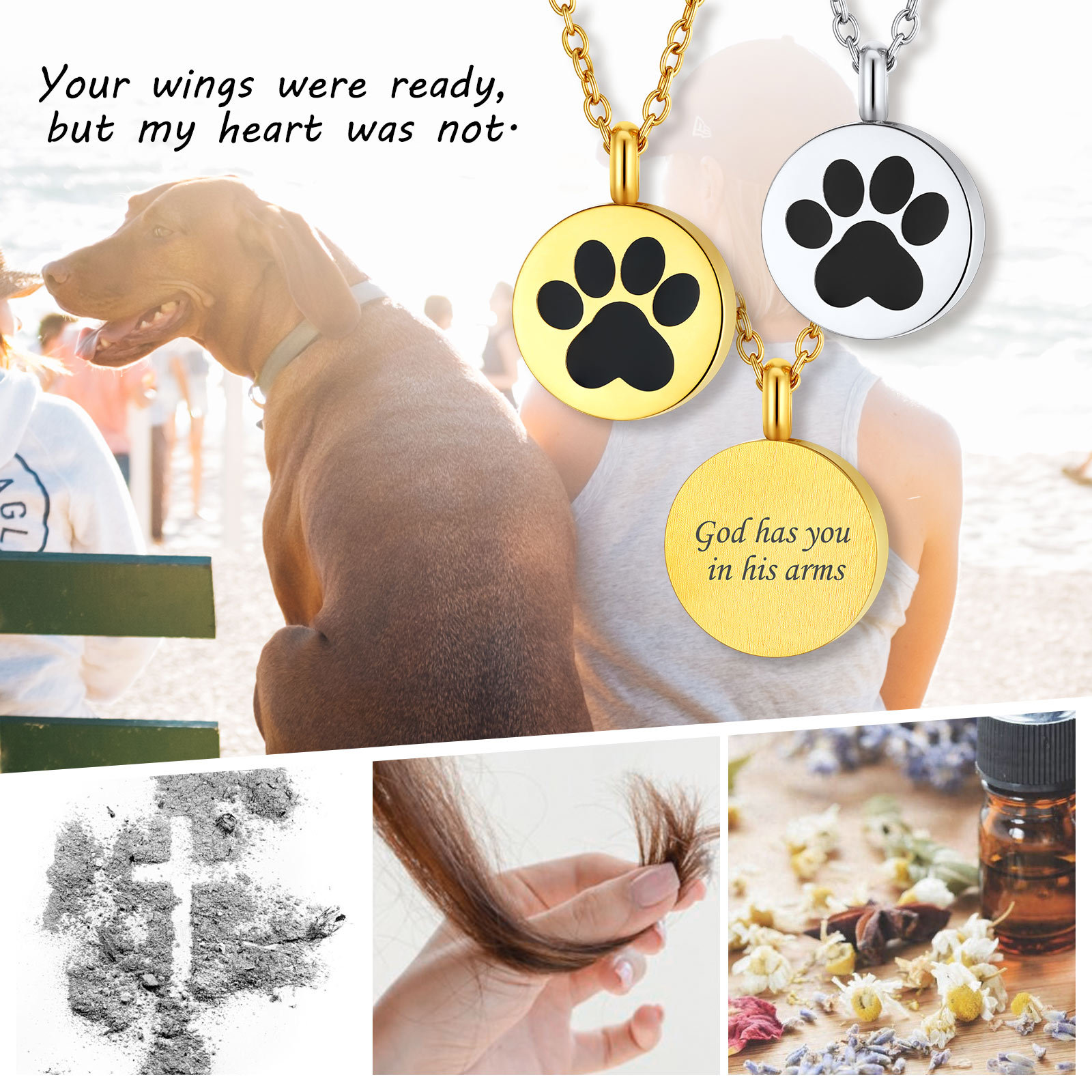 Dog Paw Urn Cremation Necklace for Pet Ashes